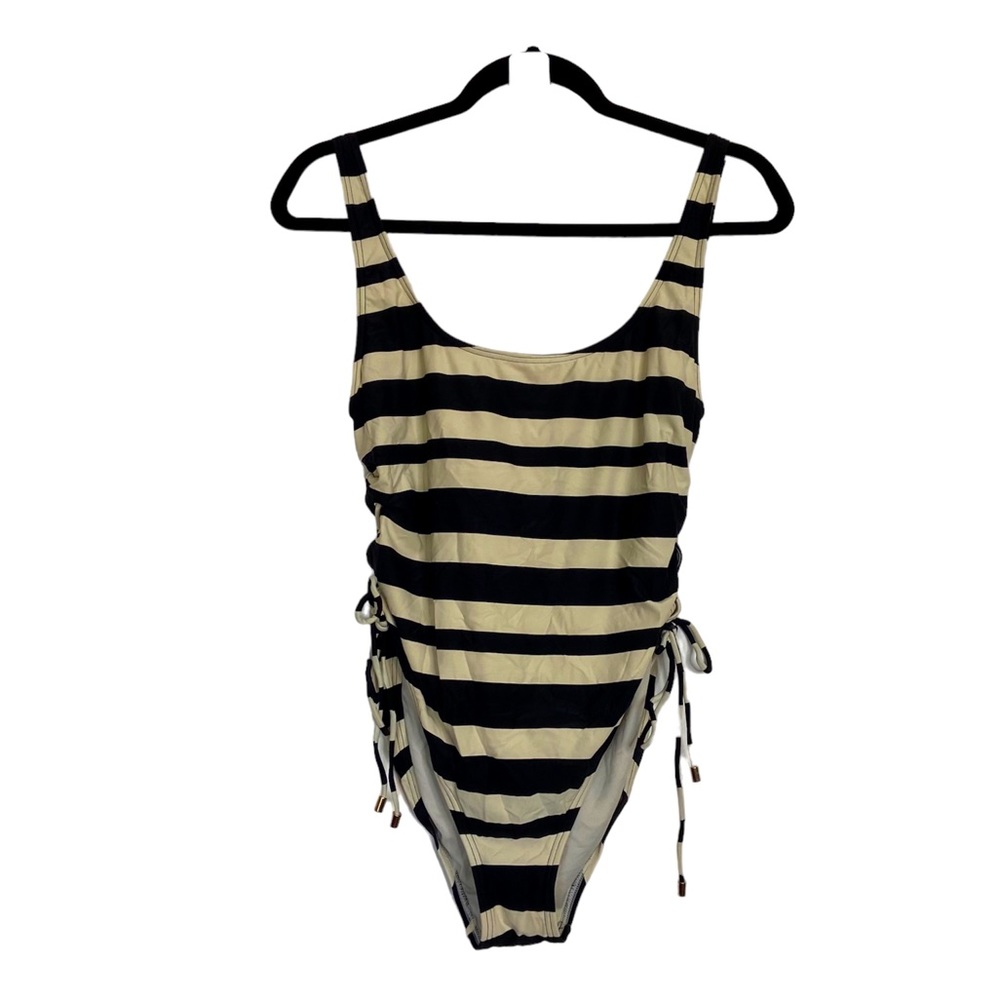Vince Camuto Swimsuit Striped Lace-up Side One Piece